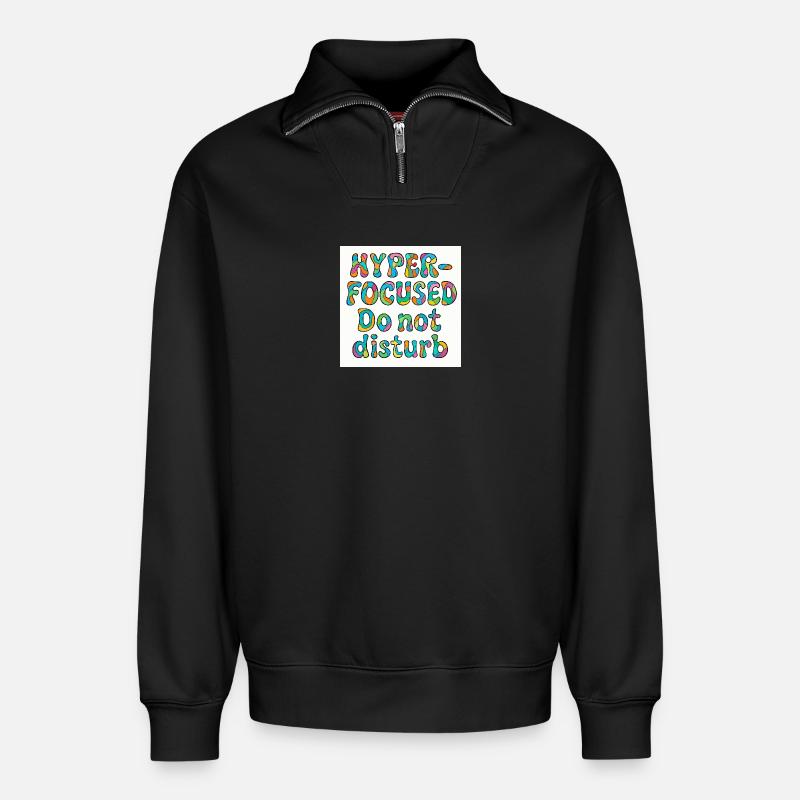 Conception hyper concentrée et sans déranger - Sweat unisexe décontracté en coton biologique à demi-zip – de SPREAD - noir