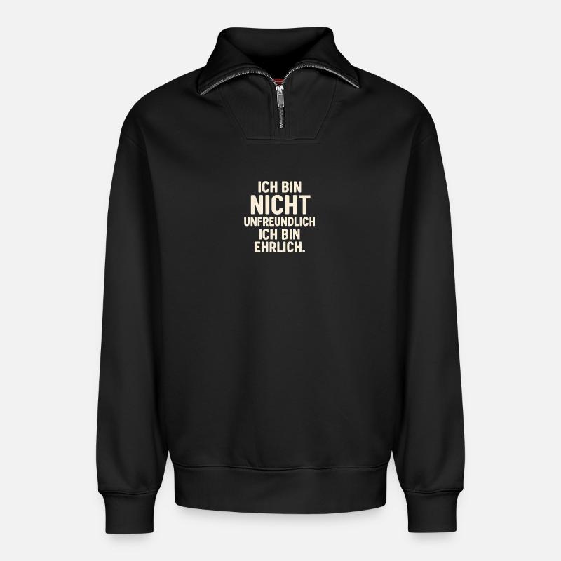 Honest Unfriendly - Bright - Relaxed Unisex Organic Half Zip Sweatshirt – by SPREAD - black