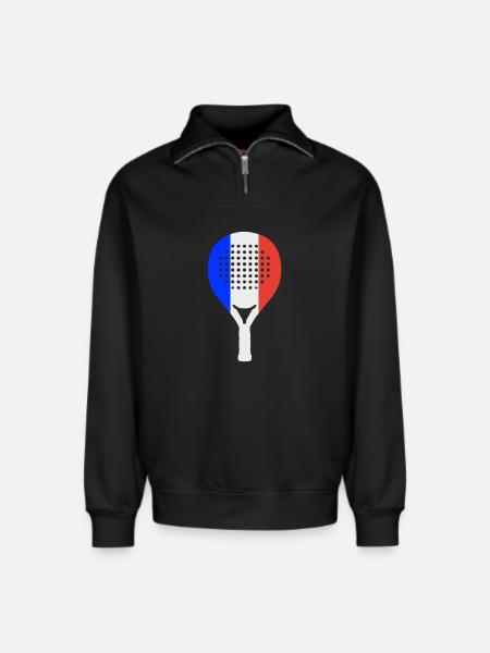 Padel-Frankreich - Relaxed Unisex Organic Half Zip Sweatshirt – von SPREAD - Schwarz