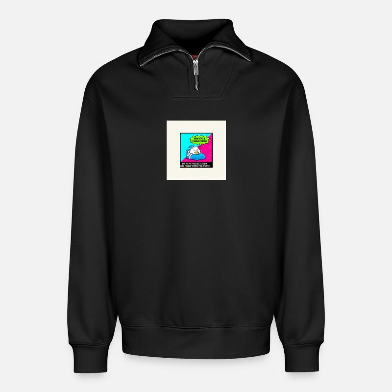 Energy Dreams Mode - Relaxed Unisex Organic Half Zip Sweatshirt – by SPREAD - black