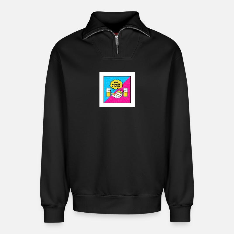 Hammock Power Saving Mode - Relaxed Unisex Organic Half Zip Sweatshirt – by SPREAD - black