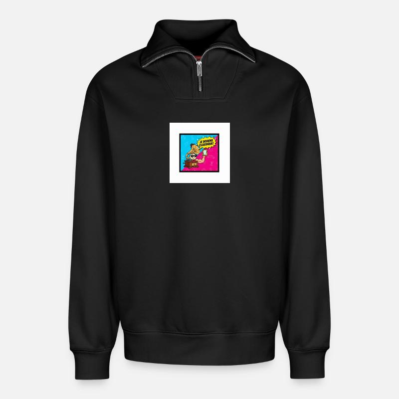 Ich werde zum klassischen Pop-Retro - Relaxed Unisex Organic Half Zip Sweatshirt – von SPREAD - Schwarz