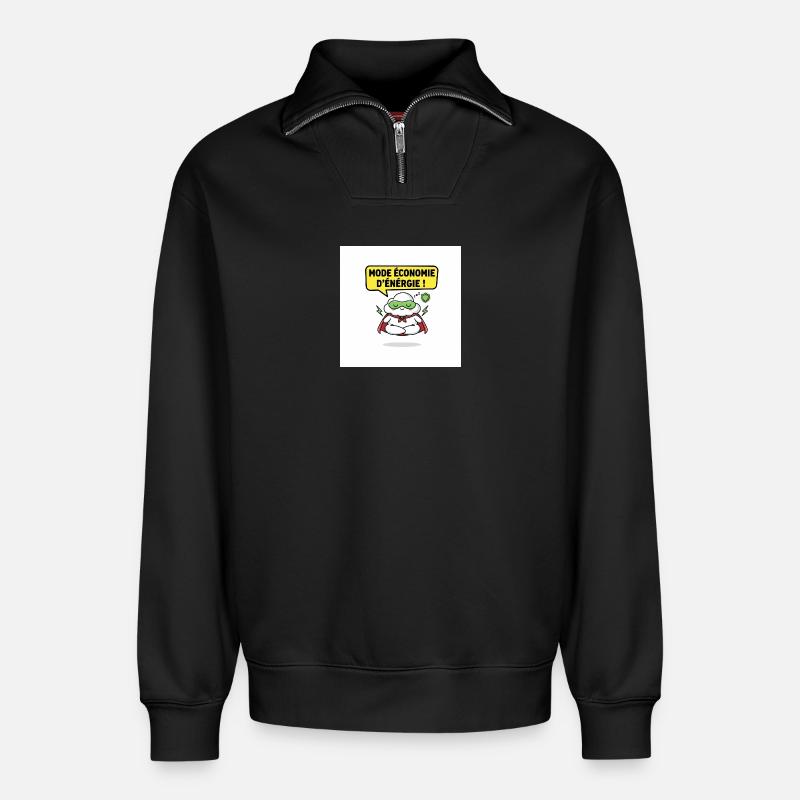 Superhero Cloud Saving Energy Mode - Relaxed Unisex Organic Half Zip Sweatshirt – by SPREAD - black