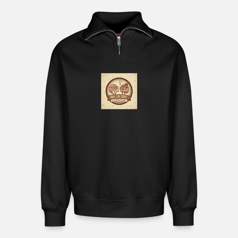 I'm Wrong - Duo Brain - Relaxed Unisex Organic Half Zip Sweatshirt – by SPREAD - black