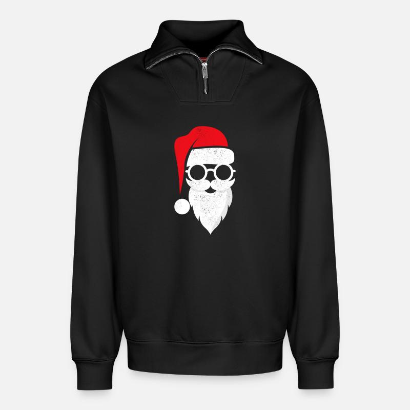 Weihnachtsmann Santa mit Brille - Relaxed Unisex Organic Half Zip Sweatshirt – von SPREAD - Schwarz