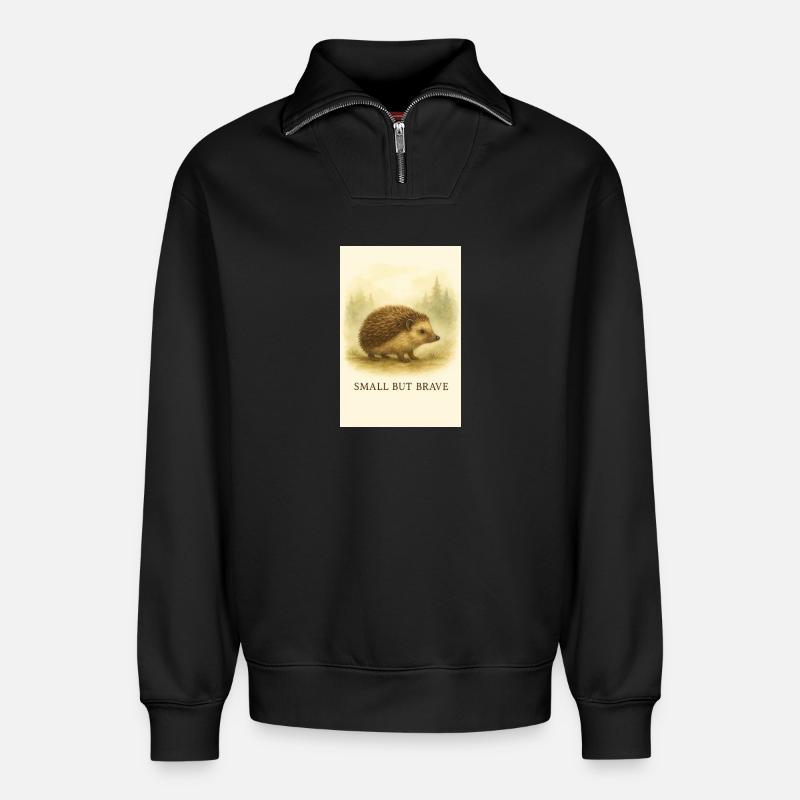 Kleiner Spine-Held - Relaxed Unisex Organic Half Zip Sweatshirt – von SPREAD - Schwarz