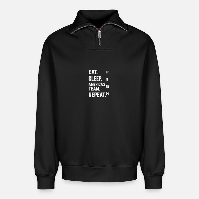 America's Team 12-8-22-74 - Relaxed Unisex Organic Half Zip Sweatshirt – von SPREAD - Schwarz