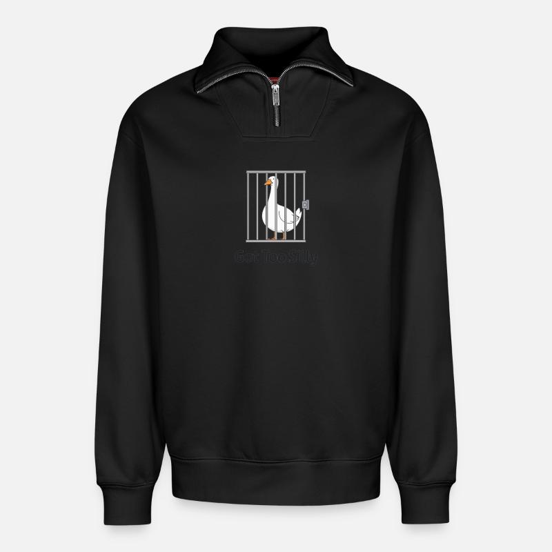 Goose – Wurde zu albern - Relaxed Unisex Organic Half Zip Sweatshirt – von SPREAD - Schwarz