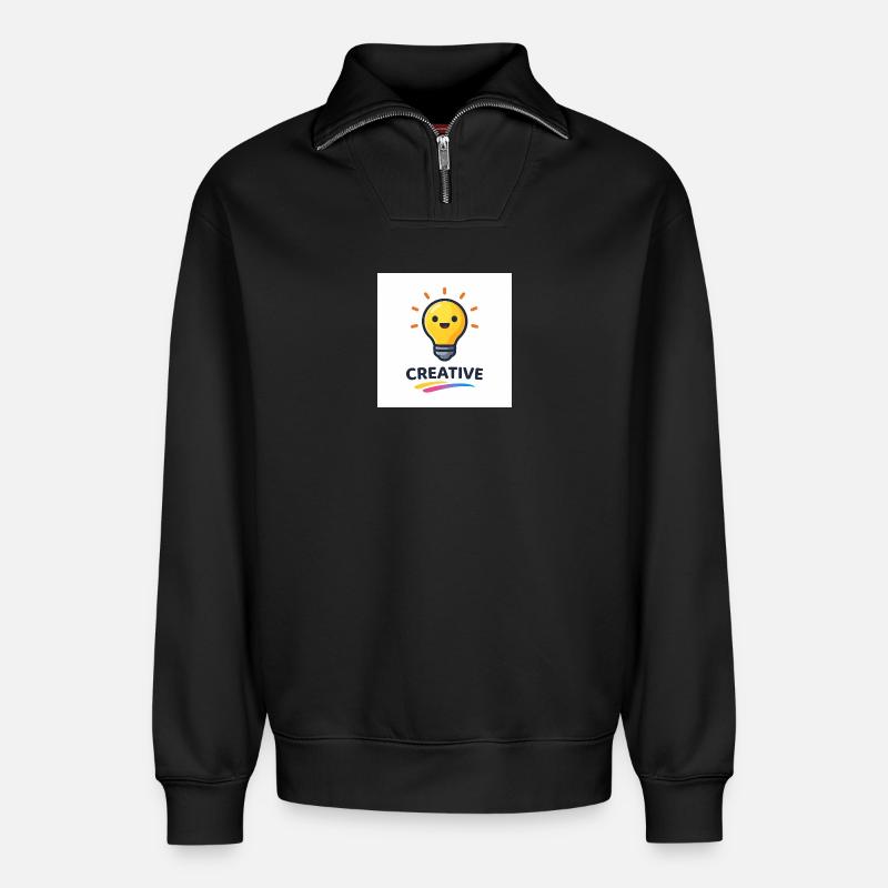 Creative flash of light design - Relaxed Unisex Organic Half Zip Sweatshirt – by SPREAD - black
