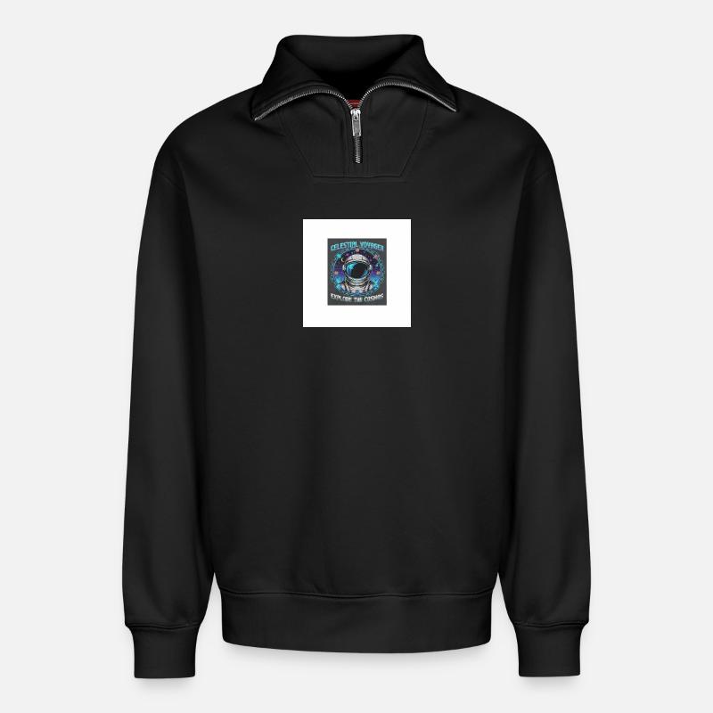 Celestial Voyager erforschen das Kosmos - Relaxed Unisex Organic Half Zip Sweatshirt – von SPREAD - Schwarz