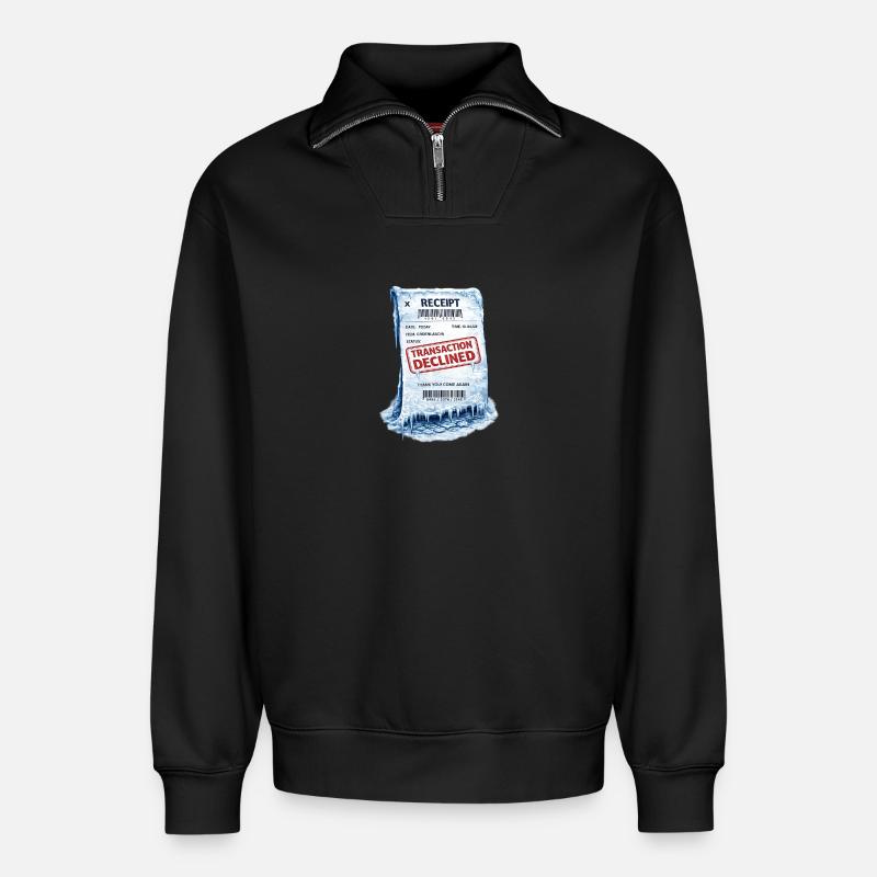 Frozen Receipt: Declined Transaction - Relaxed Unisex Organic Half Zip Sweatshirt – by SPREAD - black