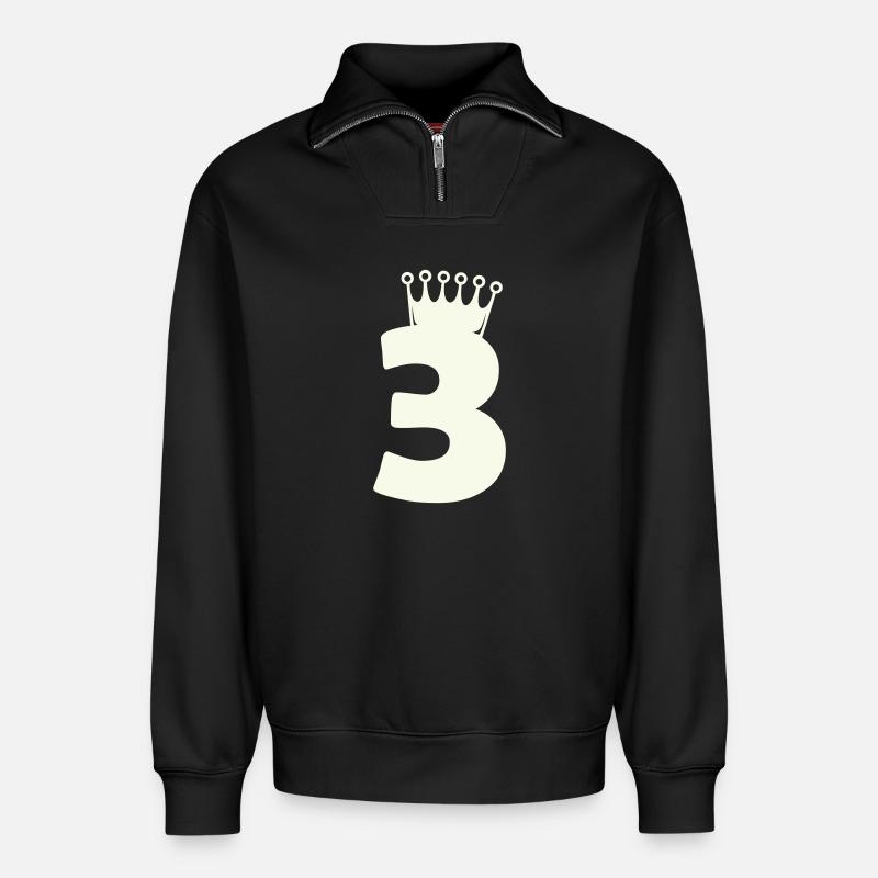 3_krone - Relaxed Unisex Organic Half Zip Sweatshirt – von SPREAD - Schwarz