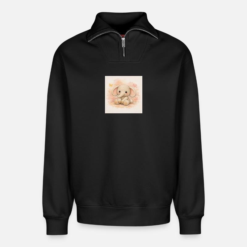 Garnelefant - Relaxed Unisex Organic Half Zip Sweatshirt – von SPREAD - Schwarz