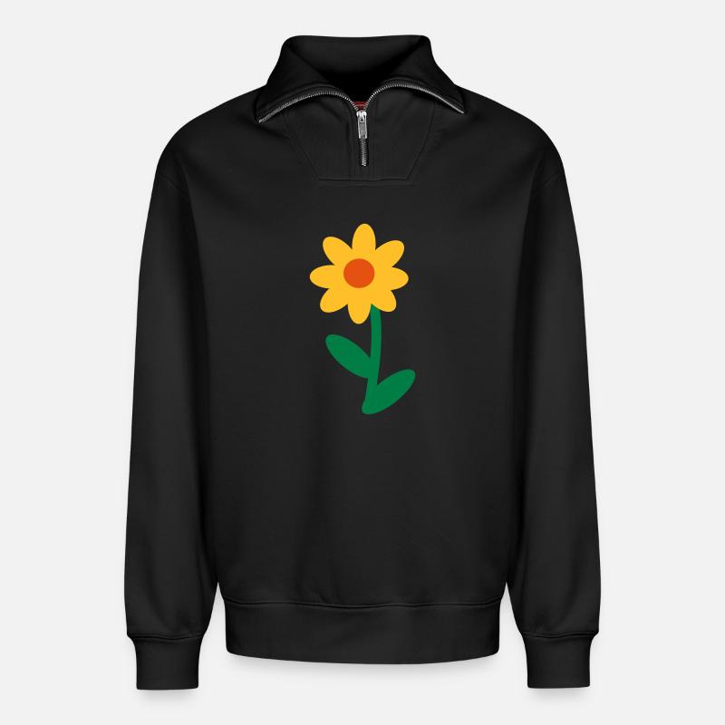 De fleur - Sweat unisexe décontracté en coton biologique à demi-zip – de SPREAD - noir