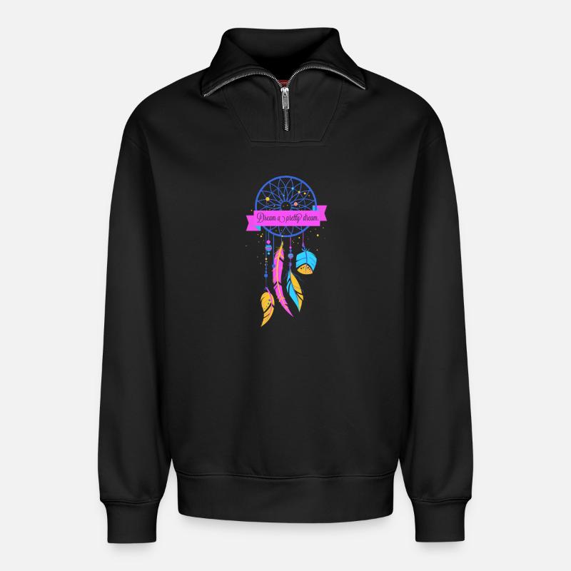 attrape-rêves - Sweat unisexe décontracté en coton biologique à demi-zip – de SPREAD - noir