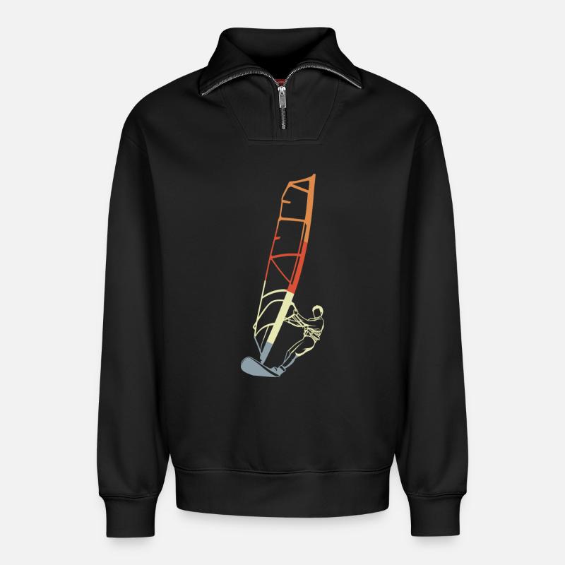 Lustiger Windsurfer Junge - Relaxed Unisex Organic Half Zip Sweatshirt – von SPREAD - Schwarz