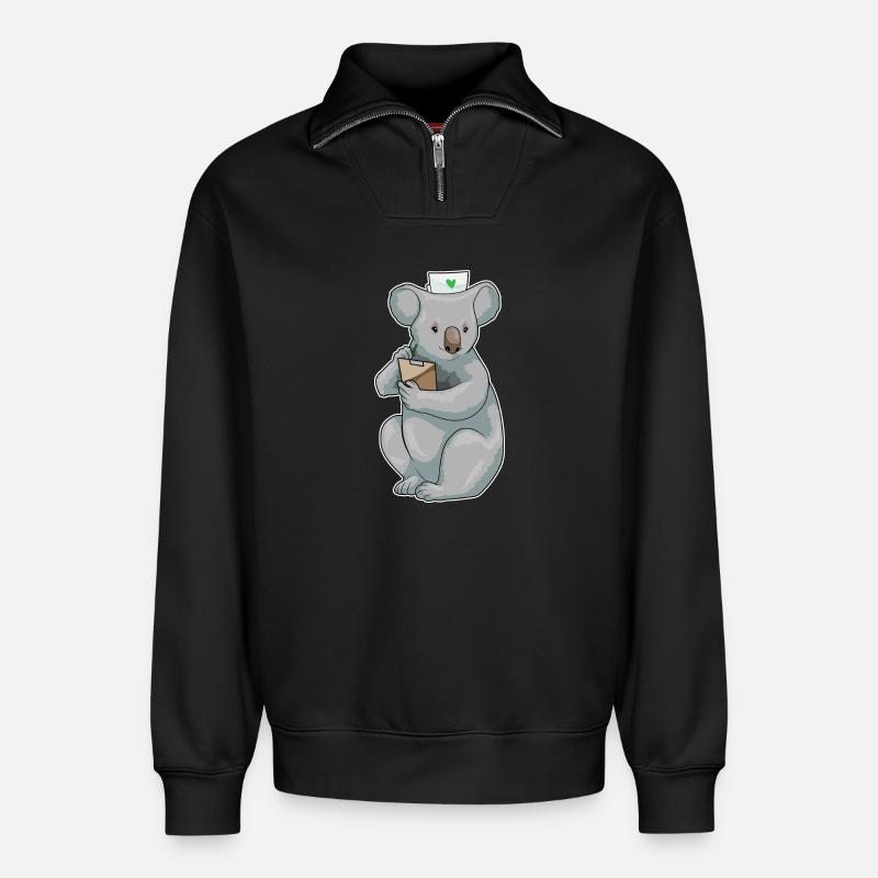 Bloc-notes Koala Nurse - Sweat unisexe décontracté en coton biologique à demi-zip – de SPREAD - noir
