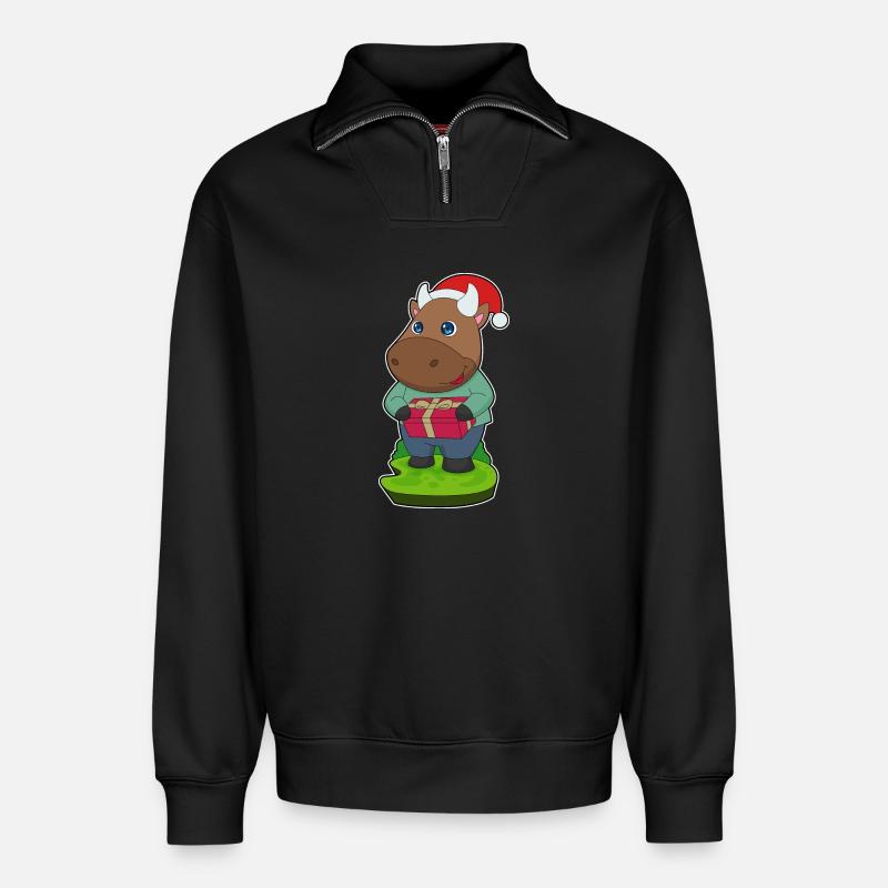 Taurus Christmas Package - Relaxed Unisex Organic Half Zip Sweatshirt – by SPREAD - black