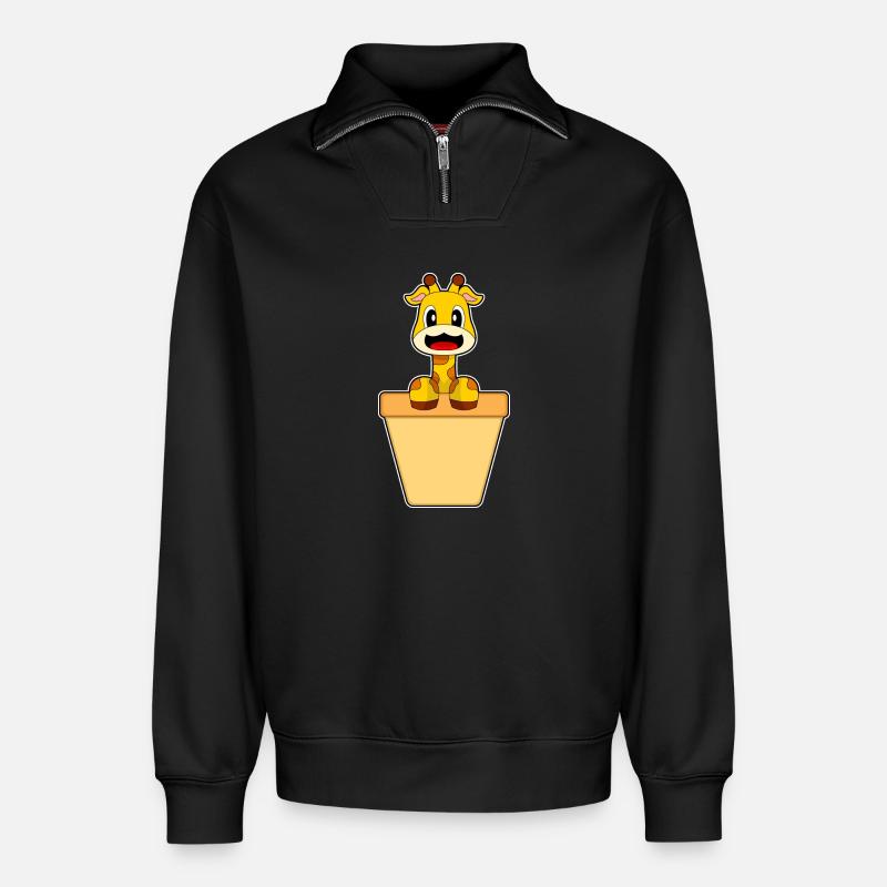 Giraffe Cream Cone - Relaxed Unisex Organic Half Zip Sweatshirt – by SPREAD - black