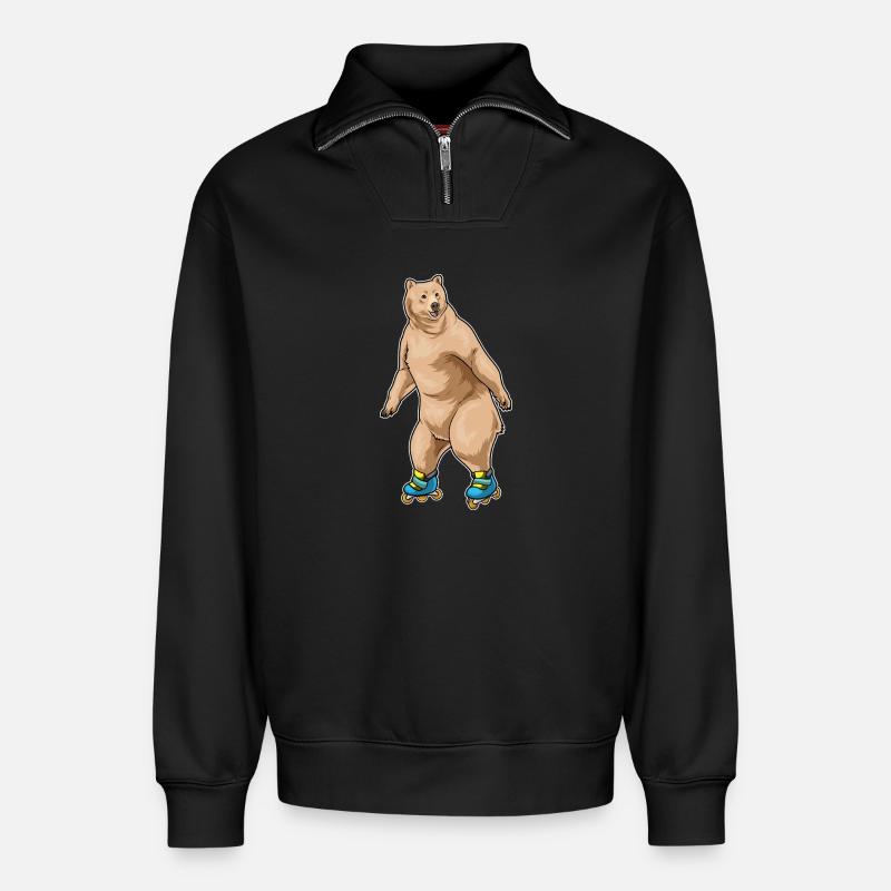 Bär Inline skating Inline skates - Relaxed Unisex Organic Half Zip Sweatshirt – von SPREAD - Schwarz