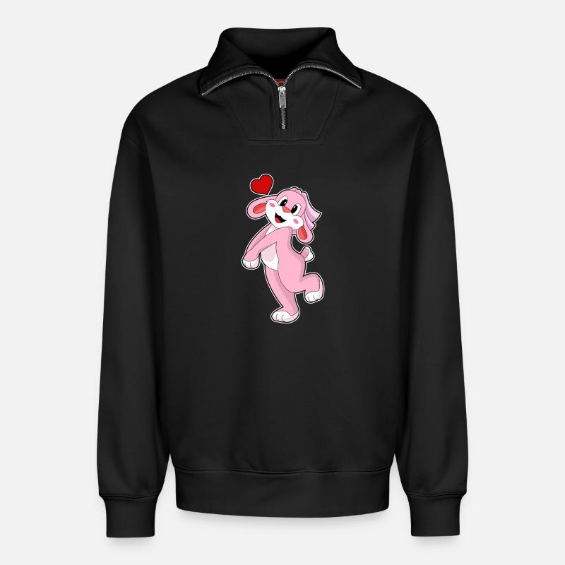 Rabbit Bride Veil Wedding - Relaxed Unisex Organic Half Zip Sweatshirt – by SPREAD - black