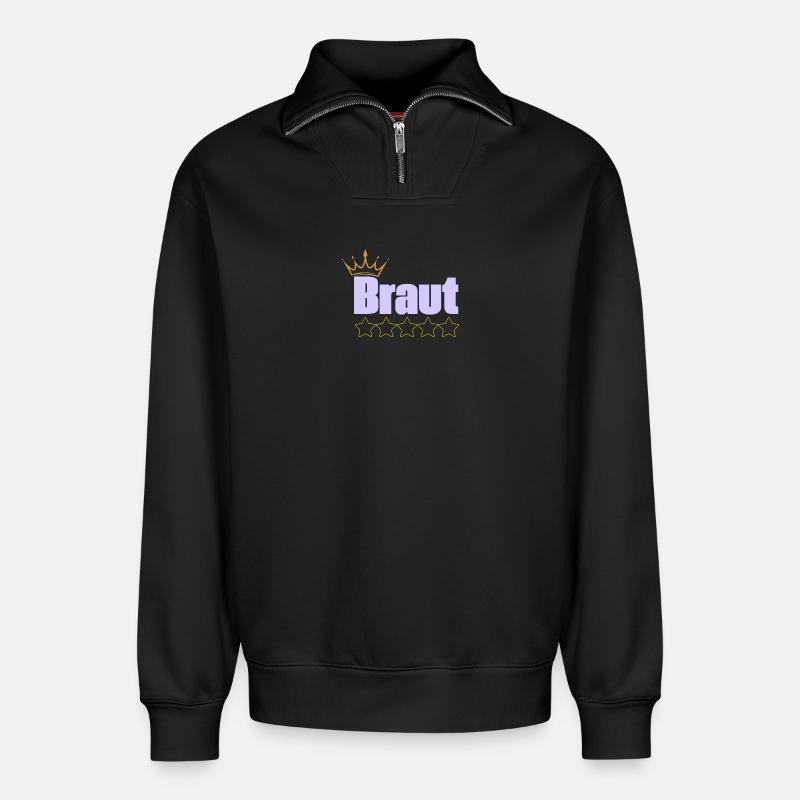Braut - Relaxed Unisex Organic Half Zip Sweatshirt – von SPREAD - Schwarz