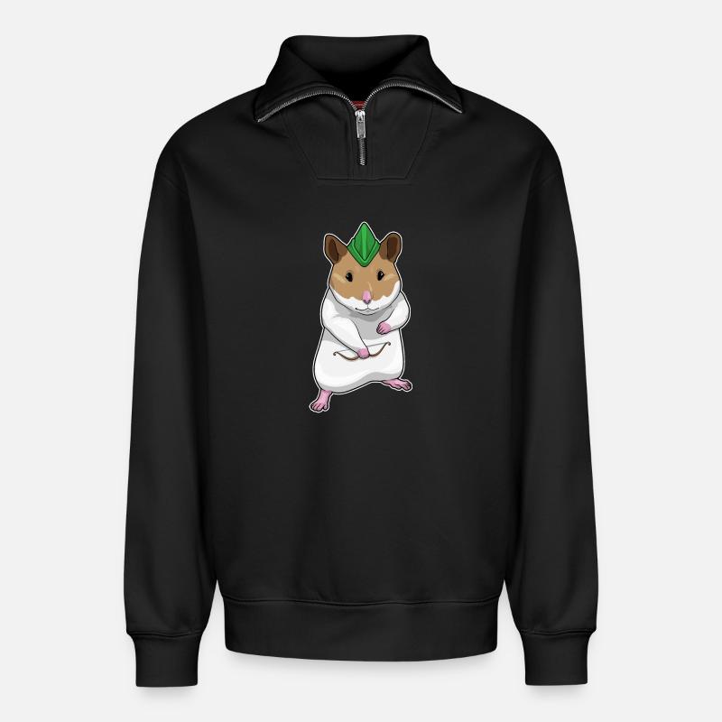 Hamster Bogenschütze Bogen - Relaxed Unisex Organic Half Zip Sweatshirt – von SPREAD - Schwarz