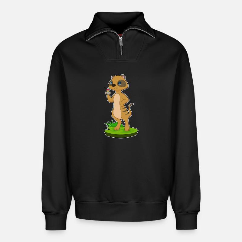 Meerkat Ring - Relaxed Unisex Organic Half Zip Sweatshirt – by SPREAD - black