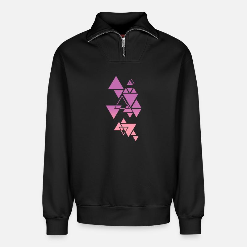 Gradient Triangle Pattern Pink - Relaxed Unisex Organic Half Zip Sweatshirt – by SPREAD - black