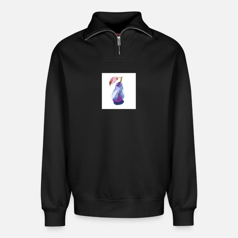 Pear in Pastels Abstract - Relaxed Unisex Organic Half Zip Sweatshirt – by SPREAD - black