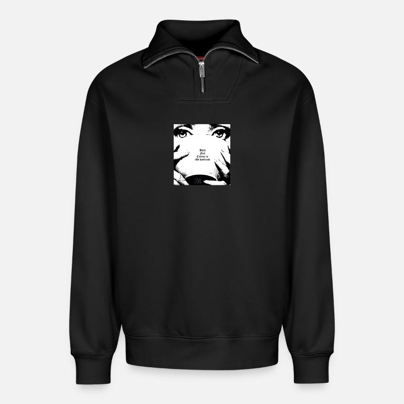 Drôle - Sweat unisexe décontracté en coton biologique à demi-zip – de SPREAD - noir
