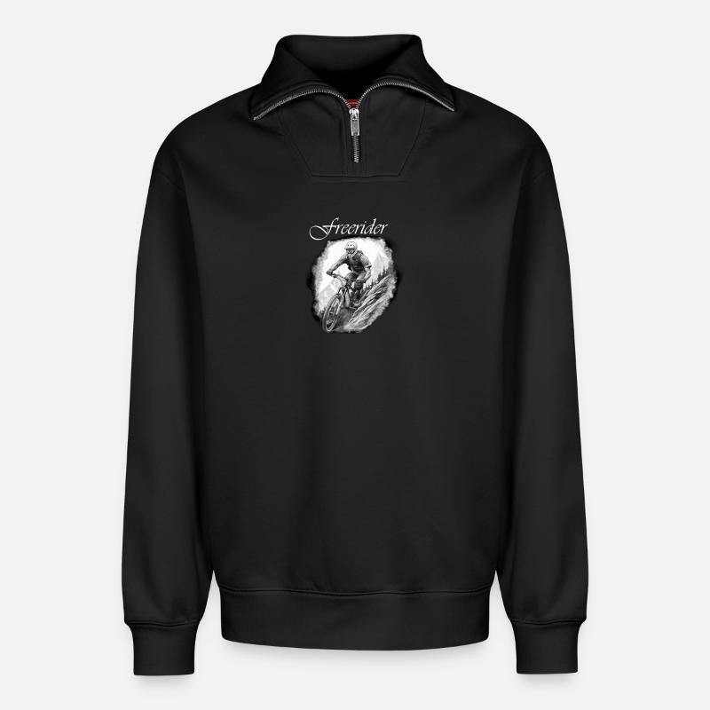 Freerider blanc - Sweat unisexe décontracté en coton biologique à demi-zip – de SPREAD - noir