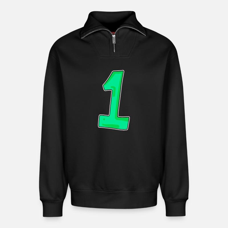 1 vert - Sweat unisexe décontracté en coton biologique à demi-zip – de SPREAD - noir