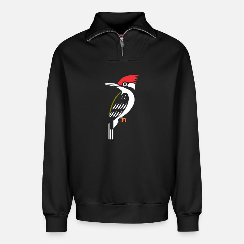 Specht - Relaxed Unisex Organic Half Zip Sweatshirt – von SPREAD - Schwarz