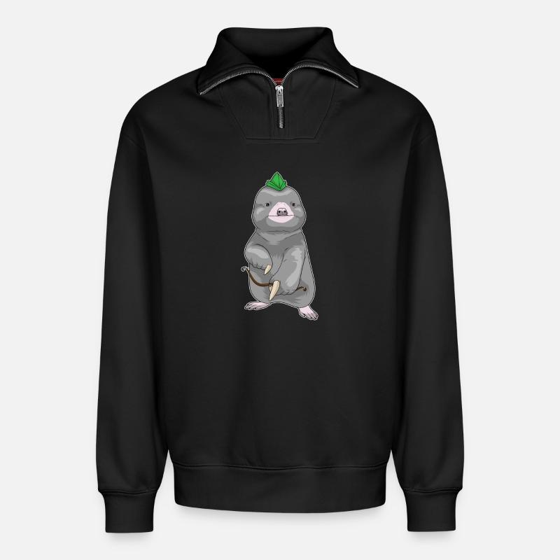 Maulwurf Bogenschütze Bogen - Relaxed Unisex Organic Half Zip Sweatshirt – von SPREAD - Schwarz