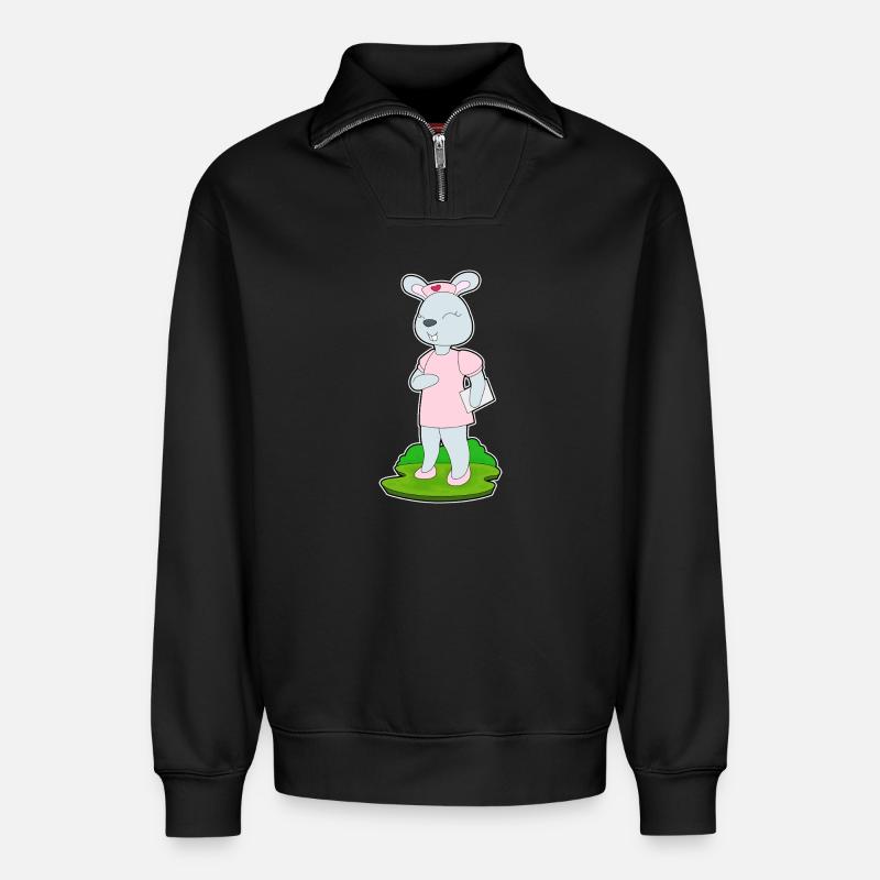 Hase Krankenschwester - Relaxed Unisex Organic Half Zip Sweatshirt – von SPREAD - Schwarz