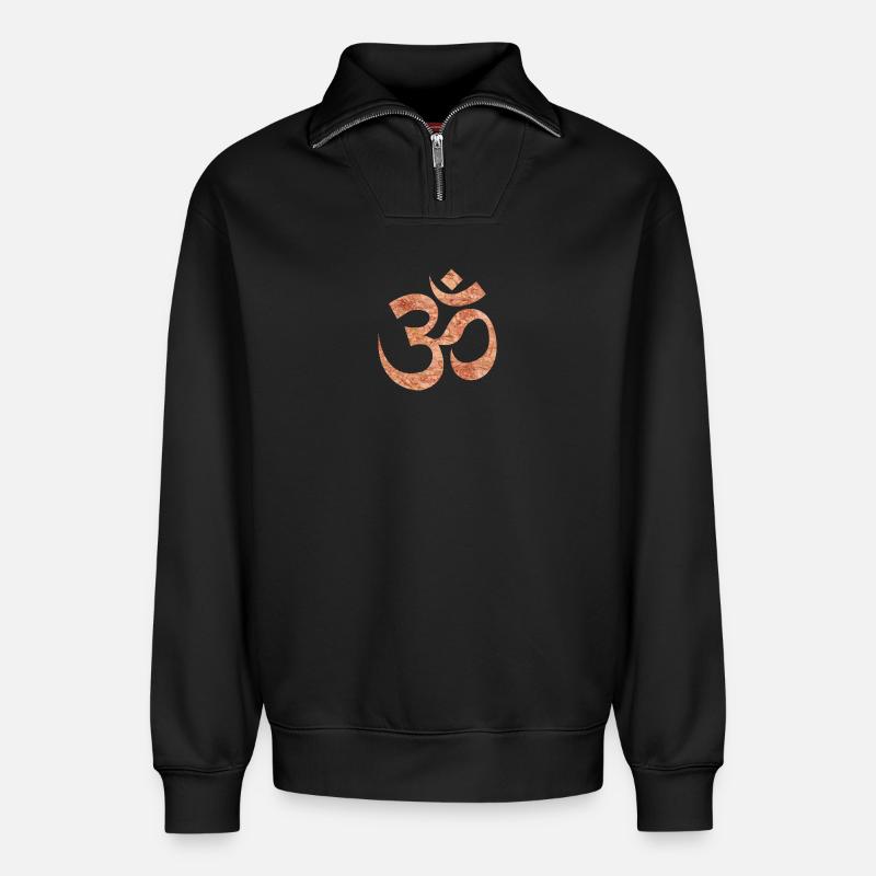 OM Zeichen - Relaxed Unisex Organic Half Zip Sweatshirt – von SPREAD - Schwarz