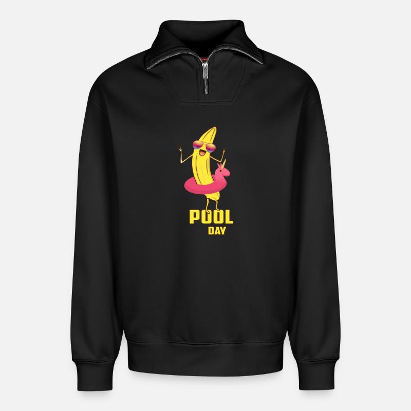 Coole Pool Banane - Relaxed Unisex Organic Half Zip Sweatshirt – von SPREAD - Schwarz