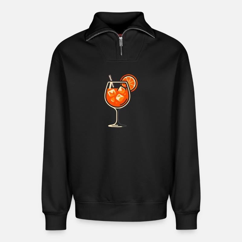 Party Spritz Glas Geschenkidee - Relaxed Unisex Organic Half Zip Sweatshirt – von SPREAD - Schwarz