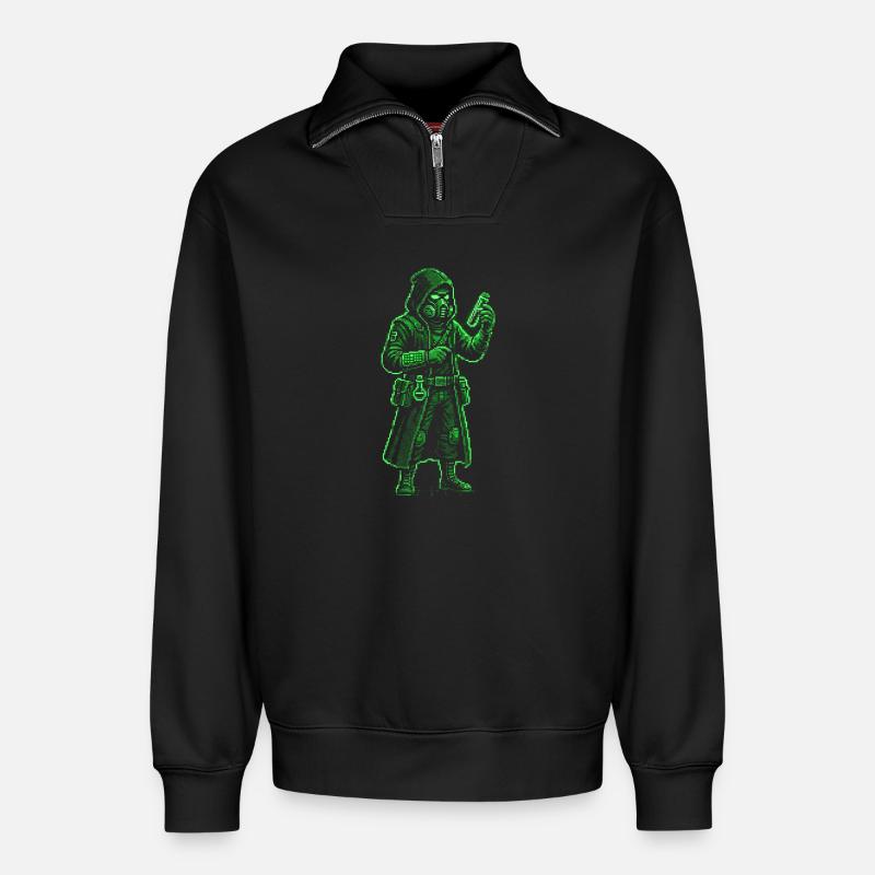Punk Apotheker Pixel Art Retro Hacker - Relaxed Unisex Organic Half Zip Sweatshirt – von SPREAD - Schwarz