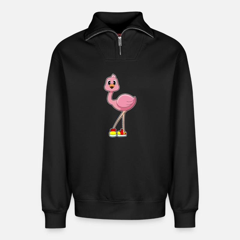 Flamingo Schuhe - Relaxed Unisex Organic Half Zip Sweatshirt – von SPREAD - Schwarz