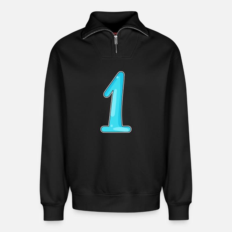 1 - Relaxed Unisex Organic Half Zip Sweatshirt – von SPREAD - Schwarz