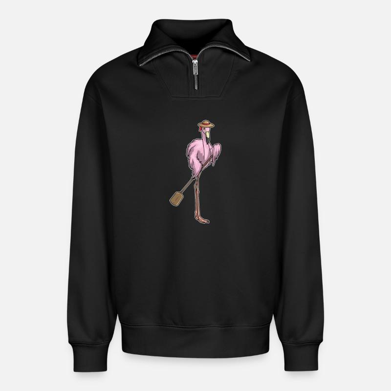 Flamingo Padel - Relaxed Unisex Organic Half Zip Sweatshirt – by SPREAD - black