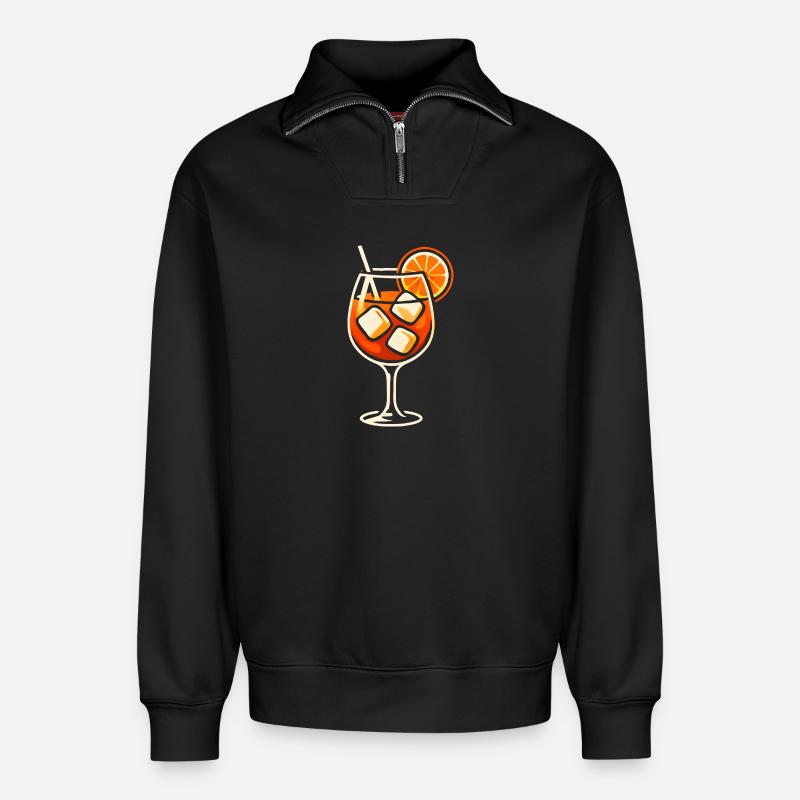 Party Spritz Glas Geschenkidee - Relaxed Unisex Organic Half Zip Sweatshirt – von SPREAD - Schwarz