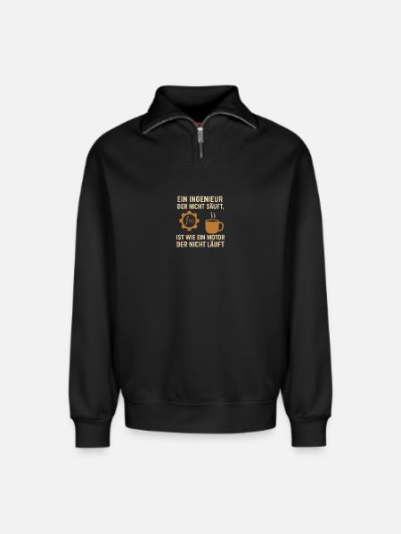 Engineer Humor Coffee Engine - Relaxed Unisex Organic Half Zip Sweatshirt – by SPREAD - black