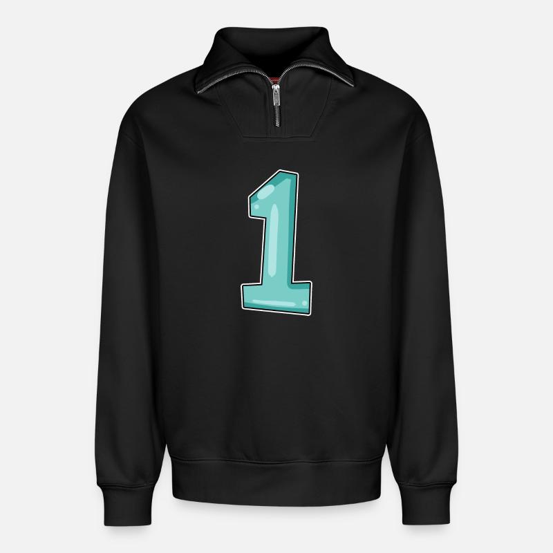 1 - Relaxed Unisex Organic Half Zip Sweatshirt – von SPREAD - Schwarz