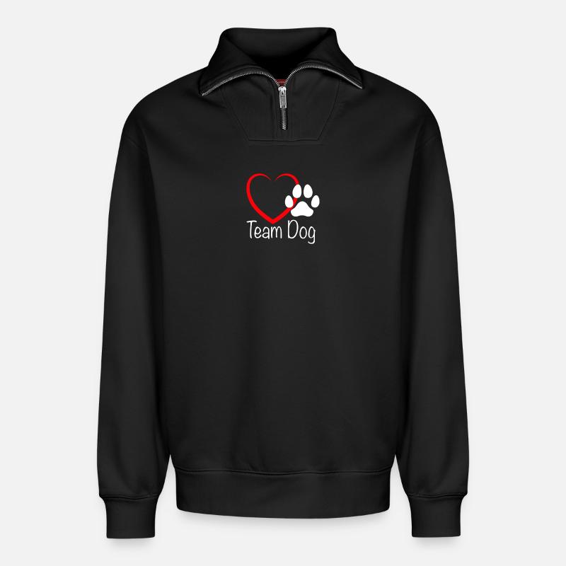 Team Dog mit Herz - Relaxed Unisex Organic Half Zip Sweatshirt – von SPREAD - Schwarz