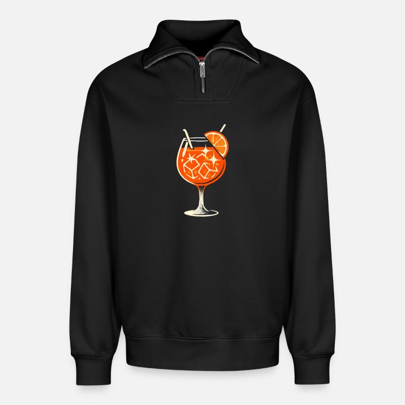 Party Spritz Glas Geschenkidee - Relaxed Unisex Organic Half Zip Sweatshirt – von SPREAD - Schwarz