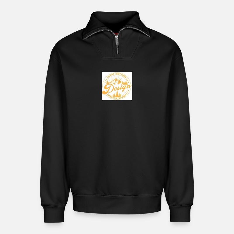 Berglandschaft Script Design - Relaxed Unisex Organic Half Zip Sweatshirt – von SPREAD - Schwarz