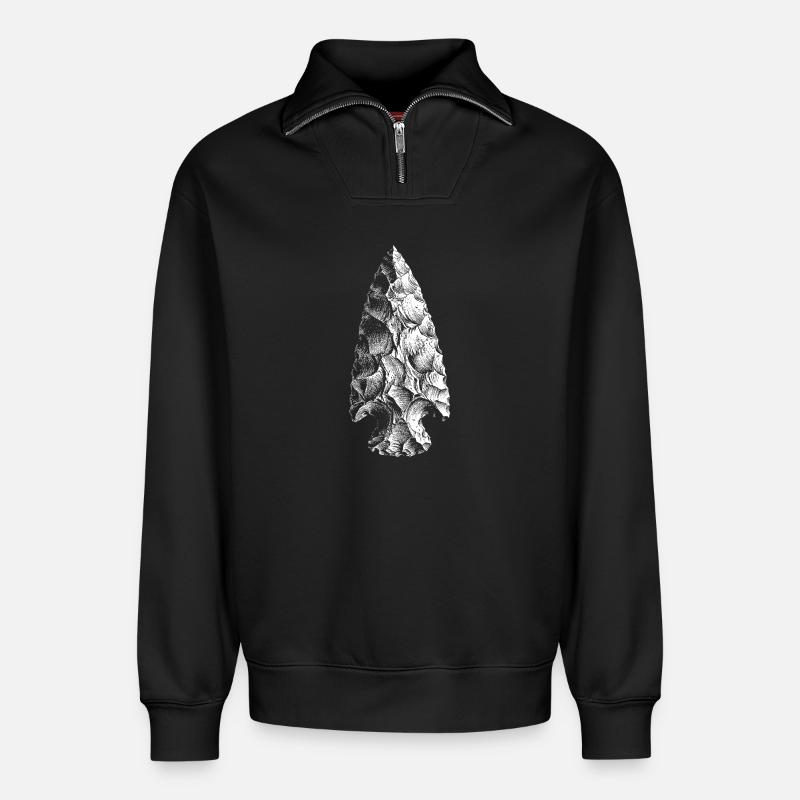 pointe de flèche - Sweat unisexe décontracté en coton biologique à demi-zip – de SPREAD - noir